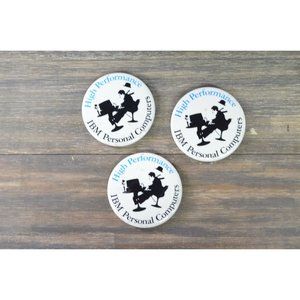 Vintage IBM Computer Button Pin Lot Promo Personal High Performance Chaplin